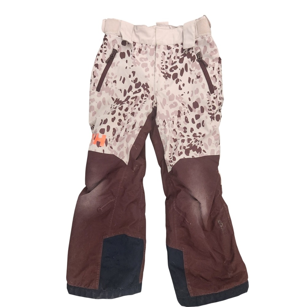 Helly Hansen Kids Snow‎ Pants Brown Leopard Print RECCO Insulated Ski Trousers